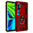 Custodia Silicone e Plastica Opaca Cover con Magnetico Anello Supporto R03 per Xiaomi Mi Note 10 Pro Rosso