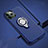 Custodia Silicone e Plastica Opaca Cover con Magnetico Anello Supporto R04 per Apple iPhone 11 Pro Max Blu