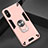 Custodia Silicone e Plastica Opaca Cover con Magnetico Anello Supporto R04 per Xiaomi Redmi 9i Oro Rosa