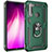 Custodia Silicone e Plastica Opaca Cover con Magnetico Anello Supporto R05 per Xiaomi Redmi Note 8 Verde