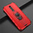 Custodia Silicone e Plastica Opaca Cover con Magnetico Anello Supporto R07 per Xiaomi Mi 9T Rosso