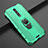 Custodia Silicone e Plastica Opaca Cover con Magnetico Anello Supporto R07 per Xiaomi Mi 9T Verde