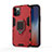 Custodia Silicone e Plastica Opaca Cover con Magnetico Anello Supporto S01 per Apple iPhone 12 Pro Max Rosso