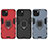 Custodia Silicone e Plastica Opaca Cover con Magnetico Anello Supporto S01 per Apple iPhone 13 Mini