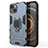 Custodia Silicone e Plastica Opaca Cover con Magnetico Anello Supporto S01 per Apple iPhone 14 Plus Blu