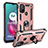 Custodia Silicone e Plastica Opaca Cover con Magnetico Anello Supporto S01 per Motorola Moto G10