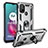 Custodia Silicone e Plastica Opaca Cover con Magnetico Anello Supporto S01 per Motorola Moto G10 Power