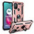 Custodia Silicone e Plastica Opaca Cover con Magnetico Anello Supporto S01 per Motorola Moto G10 Power Oro Rosa