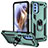 Custodia Silicone e Plastica Opaca Cover con Magnetico Anello Supporto S01 per Motorola Moto G31