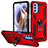 Custodia Silicone e Plastica Opaca Cover con Magnetico Anello Supporto S01 per Motorola Moto G31 Rosso
