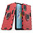 Custodia Silicone e Plastica Opaca Cover con Magnetico Anello Supporto S01 per Oppo A54 4G Rosso