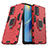 Custodia Silicone e Plastica Opaca Cover con Magnetico Anello Supporto S01 per Oppo F19 Rosso