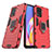 Custodia Silicone e Plastica Opaca Cover con Magnetico Anello Supporto S01 per Oppo Reno5 F Rosso