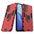 Custodia Silicone e Plastica Opaca Cover con Magnetico Anello Supporto S01 per Oppo Reno6 5G Rosso