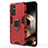 Custodia Silicone e Plastica Opaca Cover con Magnetico Anello Supporto S01 per Samsung Galaxy A15 4G Rosso