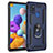 Custodia Silicone e Plastica Opaca Cover con Magnetico Anello Supporto S01 per Samsung Galaxy A21s Blu