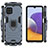 Custodia Silicone e Plastica Opaca Cover con Magnetico Anello Supporto S01 per Samsung Galaxy A22 4G