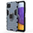Custodia Silicone e Plastica Opaca Cover con Magnetico Anello Supporto S01 per Samsung Galaxy A22 5G Blu