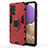 Custodia Silicone e Plastica Opaca Cover con Magnetico Anello Supporto S01 per Samsung Galaxy A32 5G Rosso