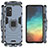 Custodia Silicone e Plastica Opaca Cover con Magnetico Anello Supporto S01 per Samsung Galaxy A82 5G