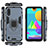 Custodia Silicone e Plastica Opaca Cover con Magnetico Anello Supporto S01 per Samsung Galaxy M01