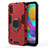 Custodia Silicone e Plastica Opaca Cover con Magnetico Anello Supporto S01 per Samsung Galaxy M01 Rosso