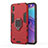 Custodia Silicone e Plastica Opaca Cover con Magnetico Anello Supporto S01 per Samsung Galaxy M10 Rosso