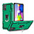 Custodia Silicone e Plastica Opaca Cover con Magnetico Anello Supporto S01 per Samsung Galaxy M51 Verde