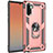 Custodia Silicone e Plastica Opaca Cover con Magnetico Anello Supporto S01 per Samsung Galaxy Note 10 5G Oro Rosa