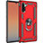 Custodia Silicone e Plastica Opaca Cover con Magnetico Anello Supporto S01 per Samsung Galaxy Note 10 Rosso