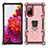 Custodia Silicone e Plastica Opaca Cover con Magnetico Anello Supporto S01 per Samsung Galaxy S20 FE 2022 5G Oro Rosa