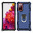 Custodia Silicone e Plastica Opaca Cover con Magnetico Anello Supporto S01 per Samsung Galaxy S20 FE 4G Blu