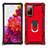 Custodia Silicone e Plastica Opaca Cover con Magnetico Anello Supporto S01 per Samsung Galaxy S20 FE 5G Rosso