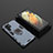 Custodia Silicone e Plastica Opaca Cover con Magnetico Anello Supporto S01 per Samsung Galaxy S21 Ultra 5G