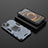 Custodia Silicone e Plastica Opaca Cover con Magnetico Anello Supporto S02 per Apple iPhone 13 Blu