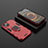 Custodia Silicone e Plastica Opaca Cover con Magnetico Anello Supporto S02 per Apple iPhone 14 Plus Rosso