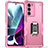 Custodia Silicone e Plastica Opaca Cover con Magnetico Anello Supporto S02 per Motorola Moto Edge S30 5G