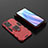 Custodia Silicone e Plastica Opaca Cover con Magnetico Anello Supporto S02 per OnePlus Nord CE 2 5G Rosso