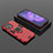 Custodia Silicone e Plastica Opaca Cover con Magnetico Anello Supporto S02 per Oppo Find X5 Pro 5G Rosso