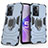 Custodia Silicone e Plastica Opaca Cover con Magnetico Anello Supporto S02 per Oppo K10 5G India Blu