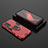 Custodia Silicone e Plastica Opaca Cover con Magnetico Anello Supporto S02 per Oppo K9 5G Rosso