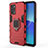 Custodia Silicone e Plastica Opaca Cover con Magnetico Anello Supporto S02 per Oppo Reno6 Z 5G Rosso