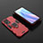 Custodia Silicone e Plastica Opaca Cover con Magnetico Anello Supporto S02 per Oppo Reno7 Pro 5G Rosso