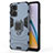 Custodia Silicone e Plastica Opaca Cover con Magnetico Anello Supporto S02 per Oppo Reno8 Z 5G