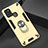 Custodia Silicone e Plastica Opaca Cover con Magnetico Anello Supporto S02 per Samsung Galaxy A21s Oro