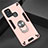 Custodia Silicone e Plastica Opaca Cover con Magnetico Anello Supporto S02 per Samsung Galaxy A21s Oro Rosa