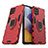 Custodia Silicone e Plastica Opaca Cover con Magnetico Anello Supporto S02 per Samsung Galaxy A22 4G Rosso