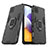 Custodia Silicone e Plastica Opaca Cover con Magnetico Anello Supporto S02 per Samsung Galaxy A22s 5G Nero