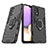 Custodia Silicone e Plastica Opaca Cover con Magnetico Anello Supporto S02 per Samsung Galaxy A32 5G Nero