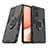 Custodia Silicone e Plastica Opaca Cover con Magnetico Anello Supporto S02 per Samsung Galaxy A72 4G Nero